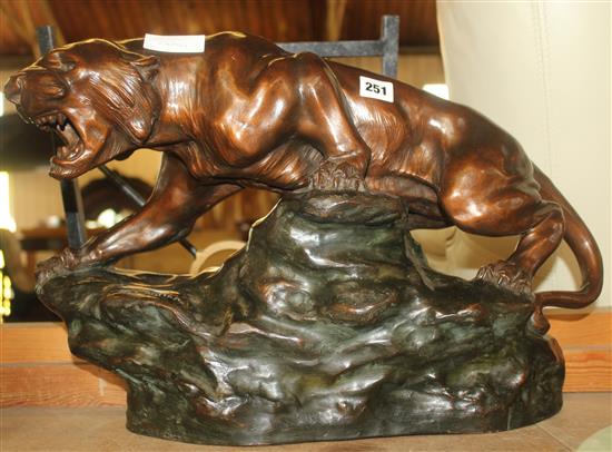 Terracotta figure of a tiger - signed